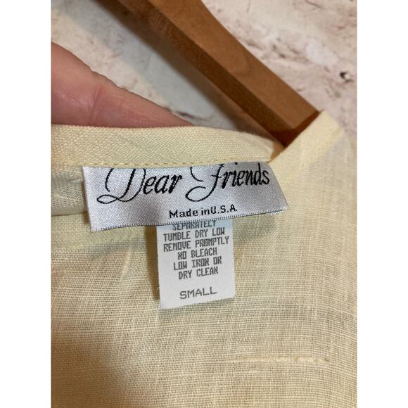 Dear Friends Lagom Top Womens Small Linen Butter Yellow Coquette Romantic Boxy - Picture 12 of 12